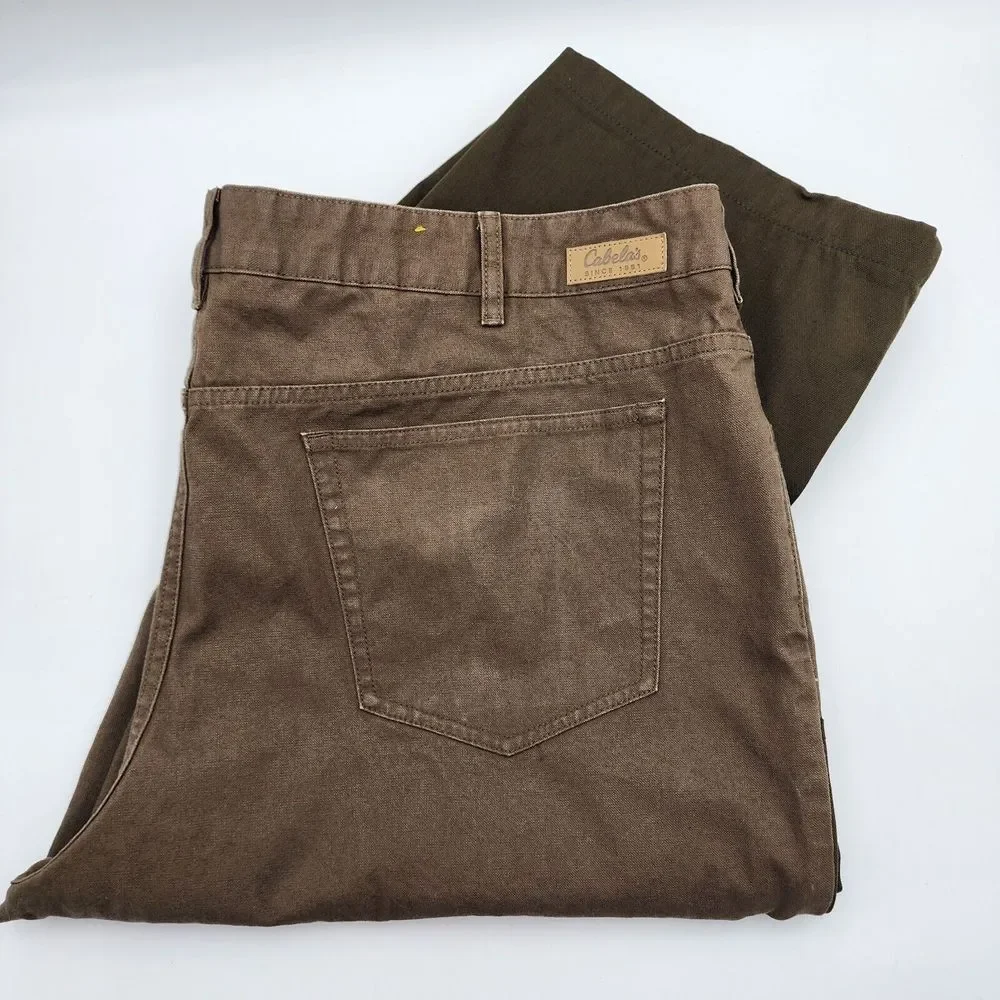Cabela's Men's Roughneck Upland Brown Olive Work Pant Jeans 44W‎ x 32L